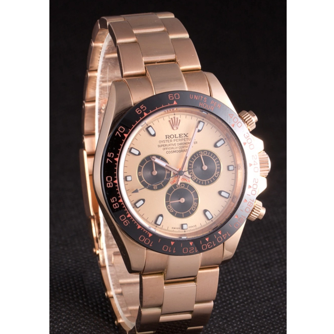 MiroTime 0801 Rolex Daytona Ion Plated Tachymeter Rose Gold Strap Rose Gold Dial 80244